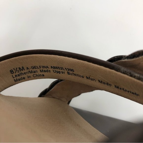 Franco Sarto Brown/Tan Heel Sandal | High Wedge, Adjustable Strap - Picture 8 of 8